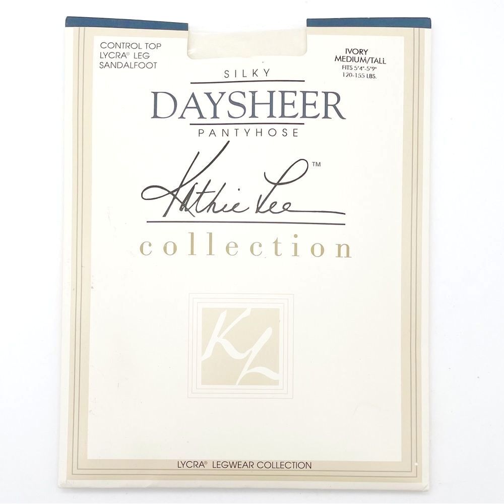 NWT Vintage Kathie Lee Daysheer Control Top Sandalfoot Hose Ivory Sz Medium Tall